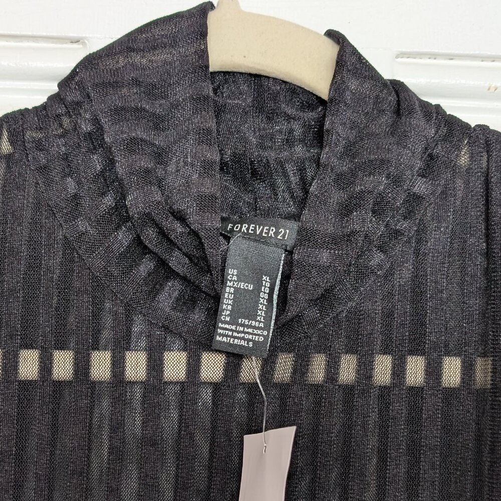 Forever 21 Goth Striped Mesh Turtlneck Maxi Dress Size XL NWT - Picture 6 of 10